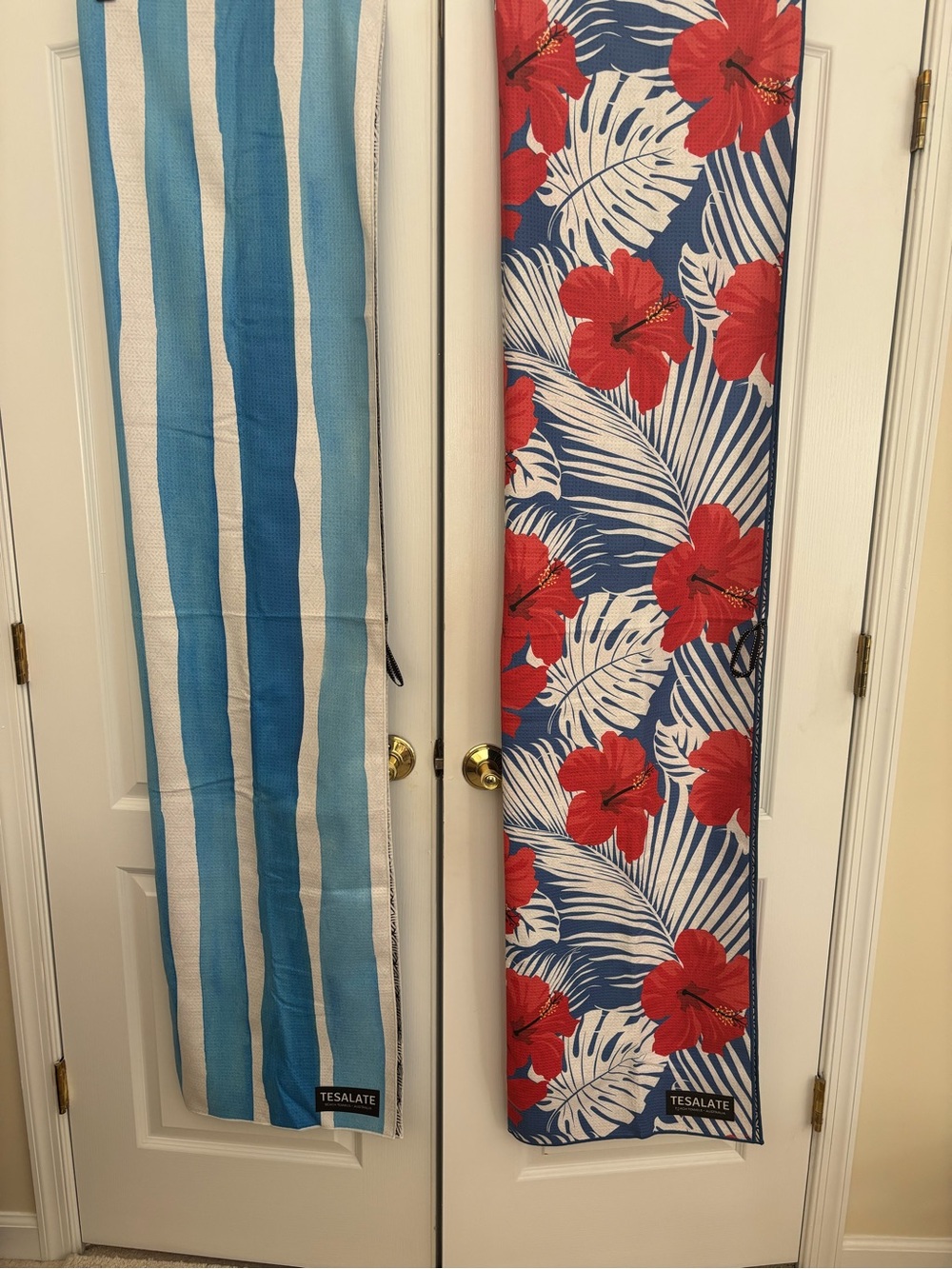 Tesalate Floral & Stripe Beach Towels — Blue, Red and White